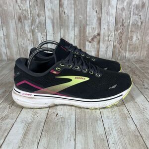 Brooks Ghost 15 Running Shoes Performance Sneakers‎ Black Pink Yellow 9.5